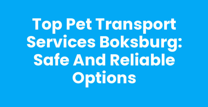 Top Pet Transport Services Boksburg: Safe and Reliable Options