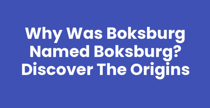 Why Was Boksburg Named Boksburg? Discover the Origins